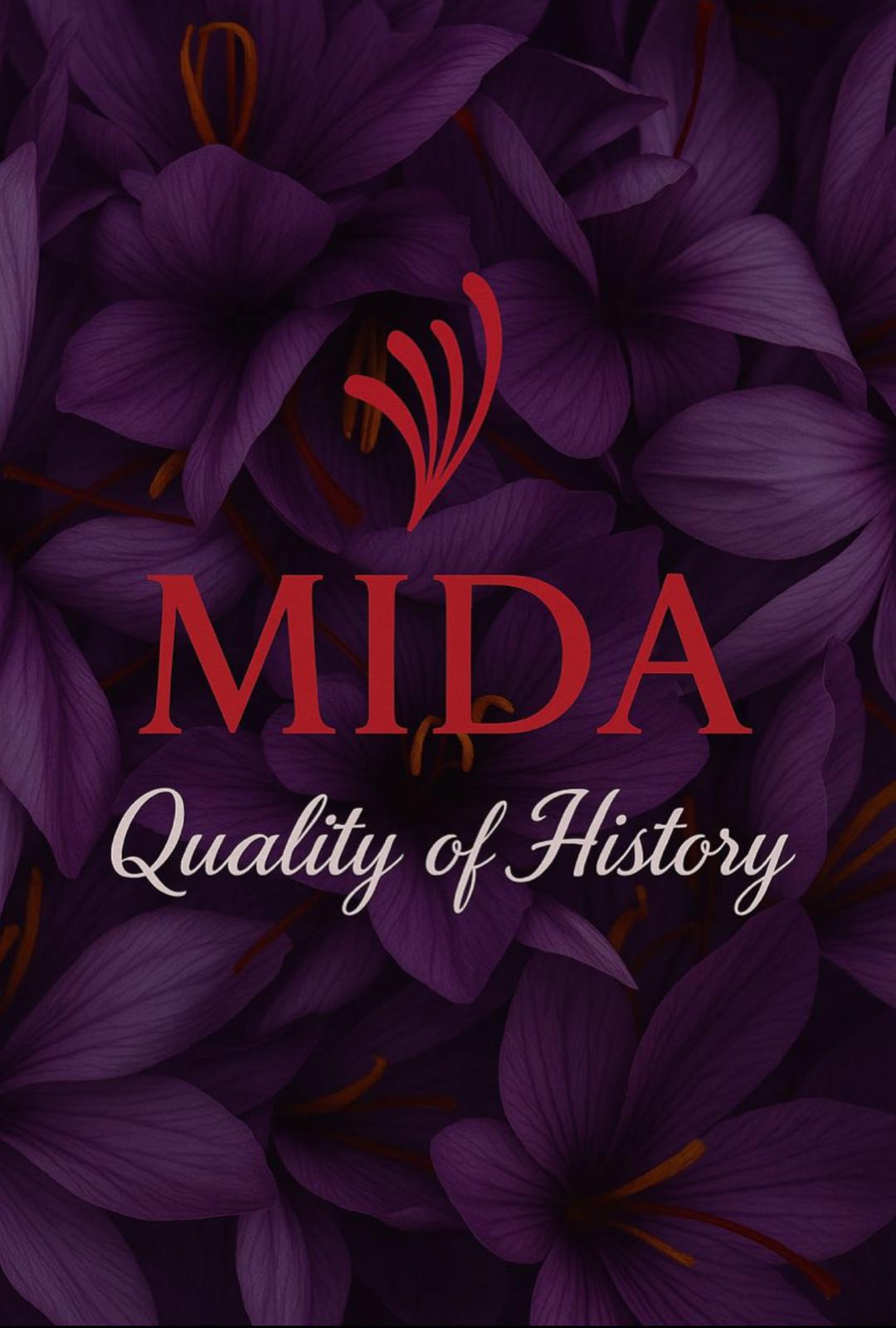 Purple saffron flowers and Mida branding